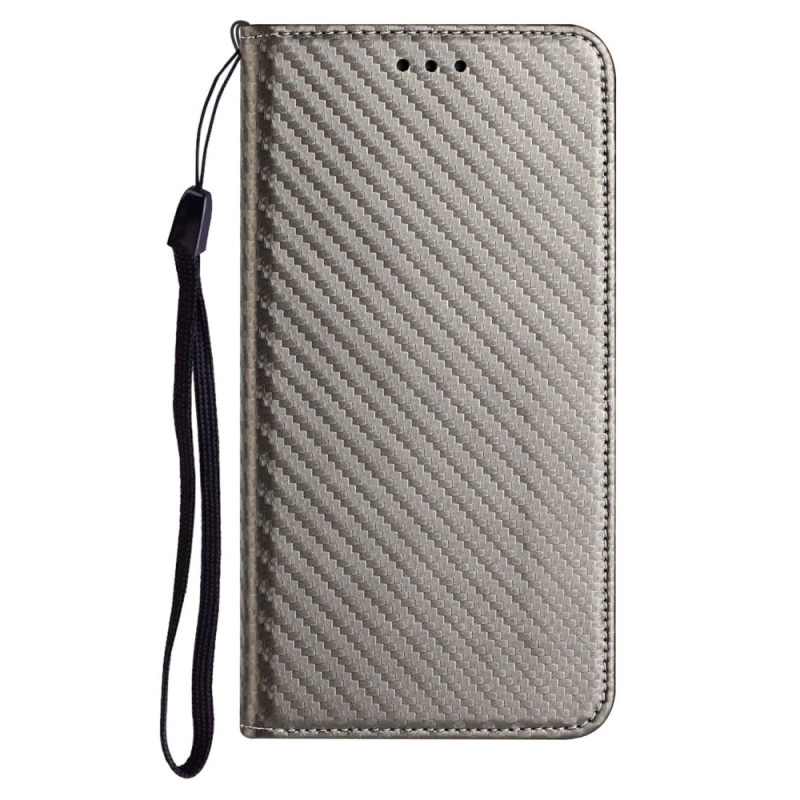 Flip Cover Xiaomi Redmi 13 4G / 13 5G Fibre Carbone à Lanière