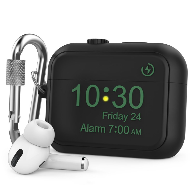 Coque AirPods Pro Horloge Numérique et Mousqueton