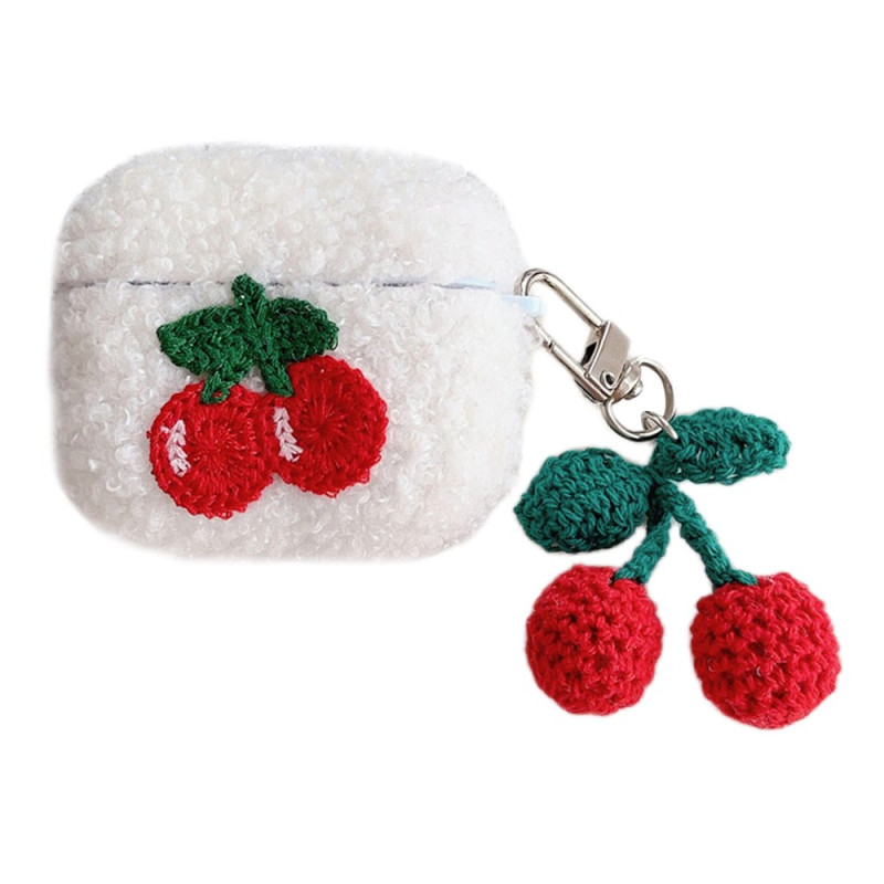 Coque AirPods 3 Peluche Cerise avec Pendentif