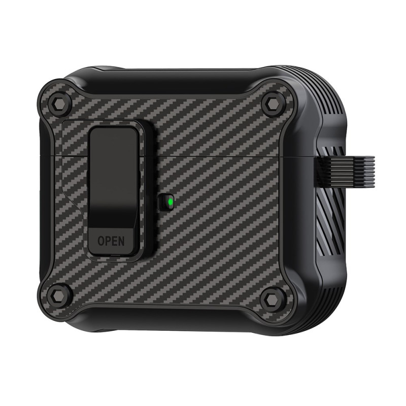 Coque AirPods 3 Fibre Carbone et Verrouillage Magnétique Automatique