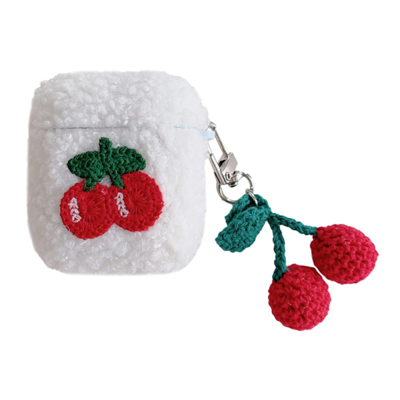 Coque AirPods 2 / 1 Peluche avec Pendentif Cerises