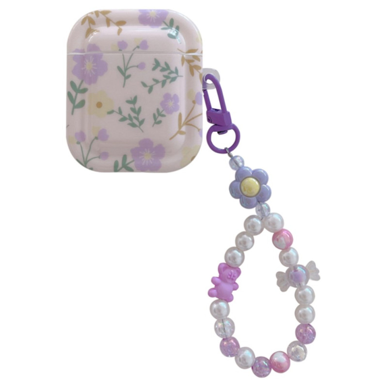 Coque AirPods 2 / 1 Petites Fleurettes avec Pendentif