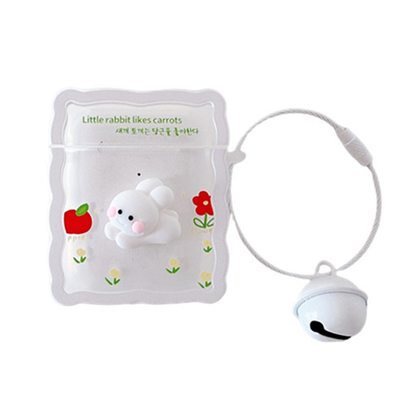 Coque AirPods 2 / 1  Design Lapin avec Pendentif Cloche