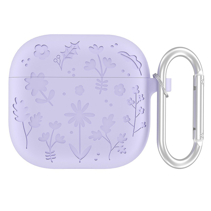 Coque AirPods 4 Motif Floral et Mousqueton