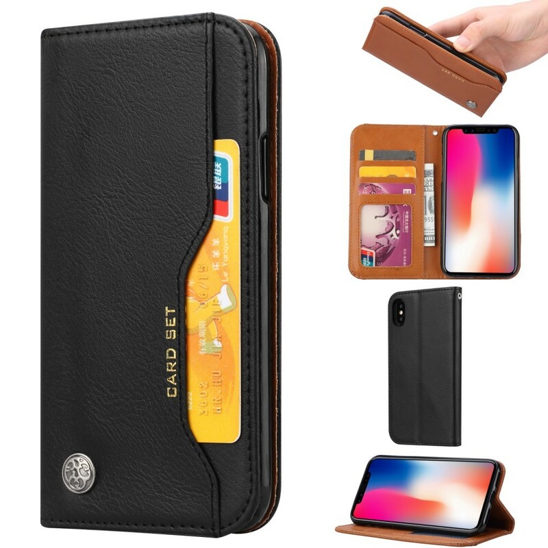 Flip Cover iPhone XR Simili Cuir Porte-Cartes