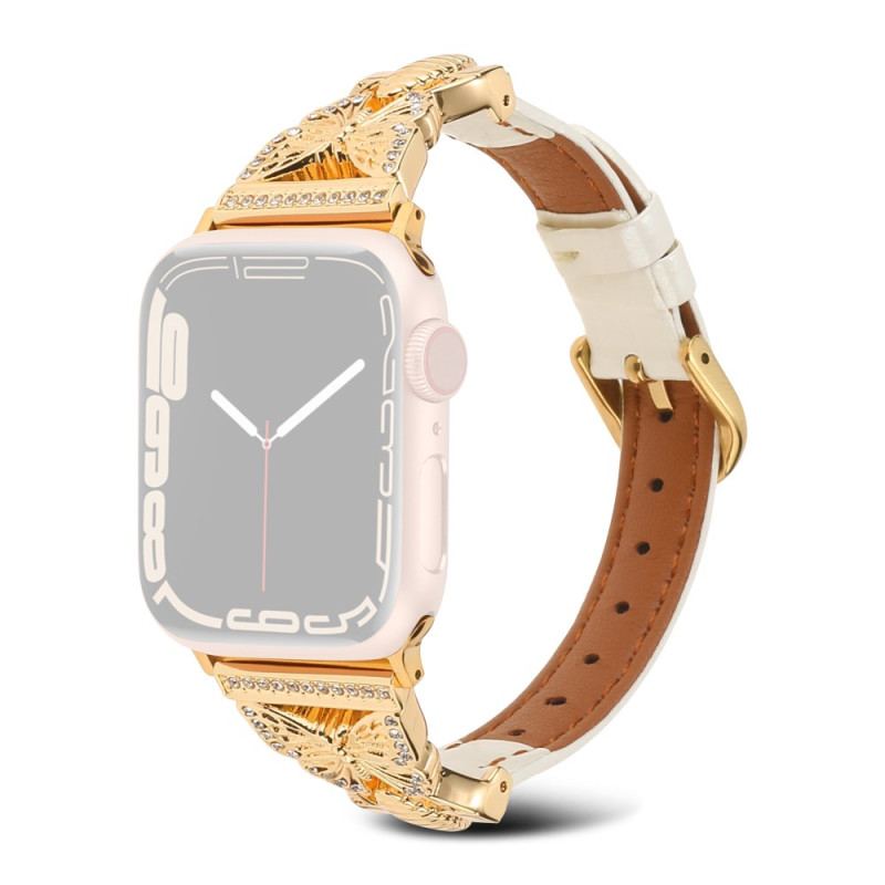 Bracelet Apple Watch Series 46mm à 42mm / SE / Ultra 49mm Cuir et Strass