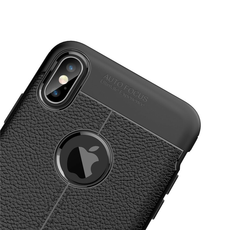 Coque iPhone XS Max Effet Cuir Litchi Double Line