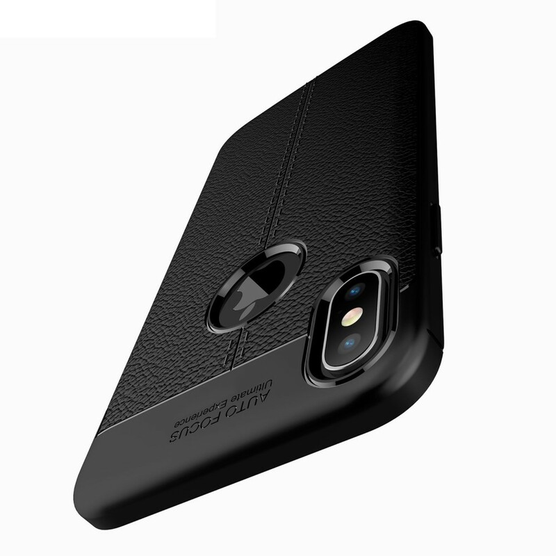 Coque iPhone XS Max Effet Cuir Litchi Double Line