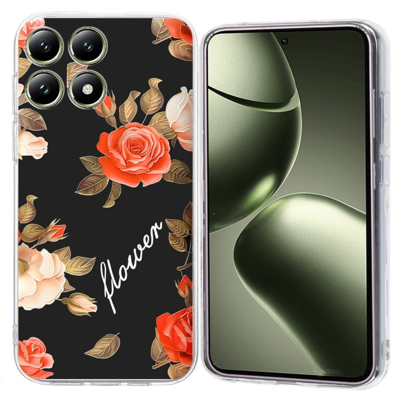 Coque Xiaomi 14T Pro Motif Floral sur Fond Noir