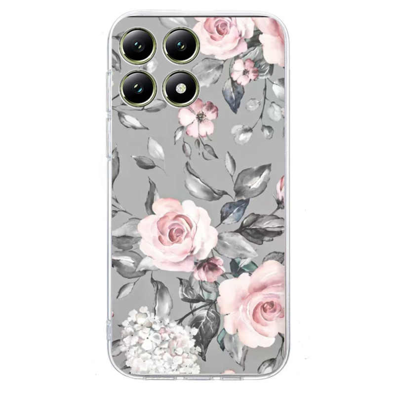 Coque Xiaomi 14T Pro Motif Floral sur Fond Gris