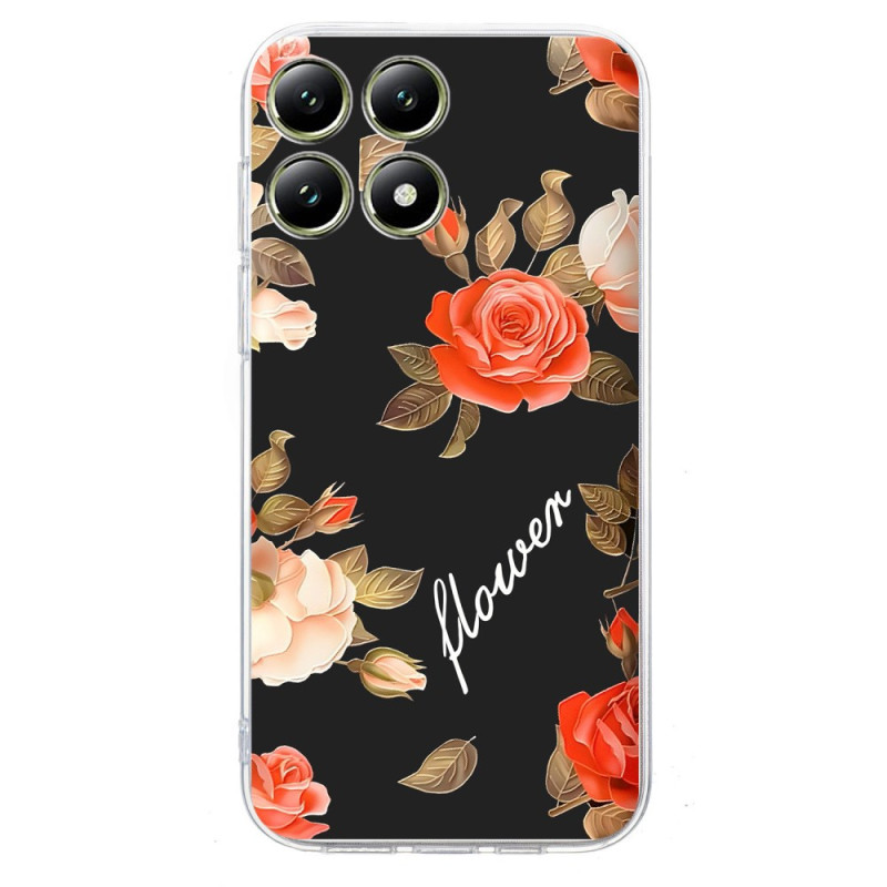 Coque Xiaomi 14T Motif Floral sur Fond Noir