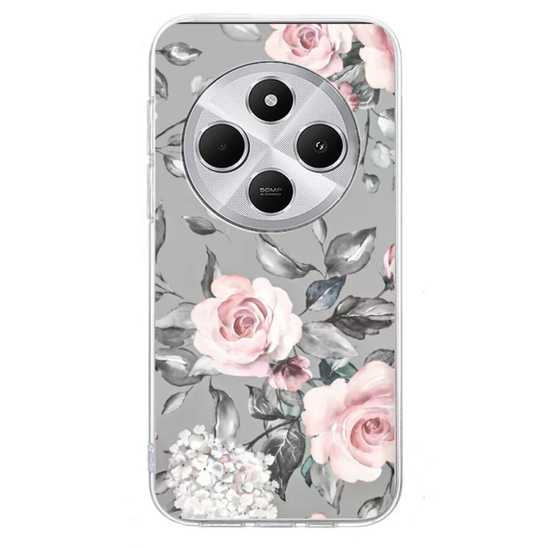 Coque Xiaomi Redmi 14C / Poco C75 Fleurs sur Fond Gris