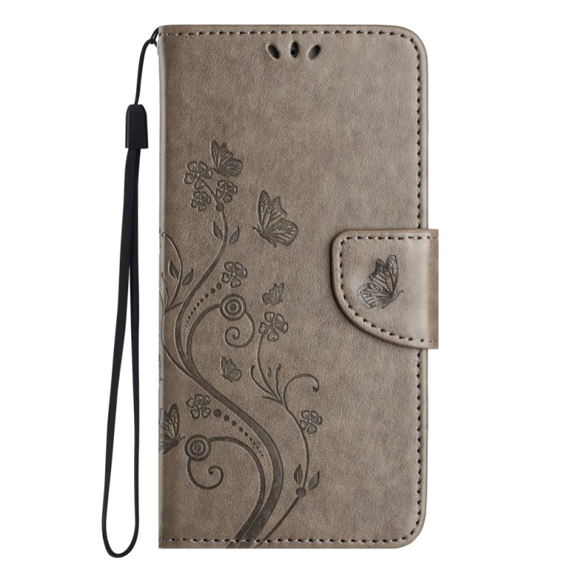 Housse Xiaomi Redmi 14C / Poco C75 Fleurs et Papillons avec Lanière