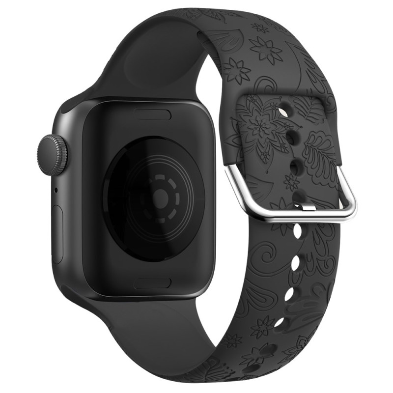 Bracelet Apple Watch Series 46mm à 42mm / SE / Ultra 49mm Silicone Florale