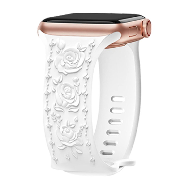 Bracelet Apple Watch Series 46mm à 42mm / SE / Ultra 49mm Empreinte Roses