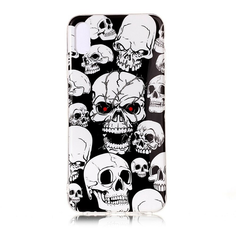 Coque iPhone XR Attention Têtes de Mort Fluorescente