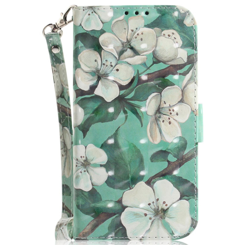 Housse Samsung Galaxy S25 5G Fleurs Aquarelle à Lanière