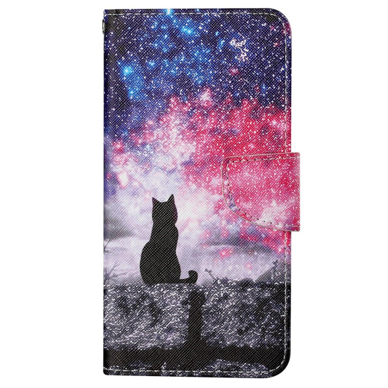 Housse Samsung Galaxy S25 5G Motif Ciel Étoilé et Chat