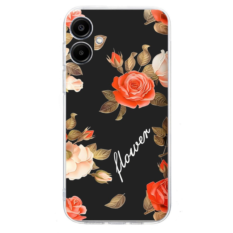 Coque Samsung Galaxy A06 Motif Floral sur Fond Noir