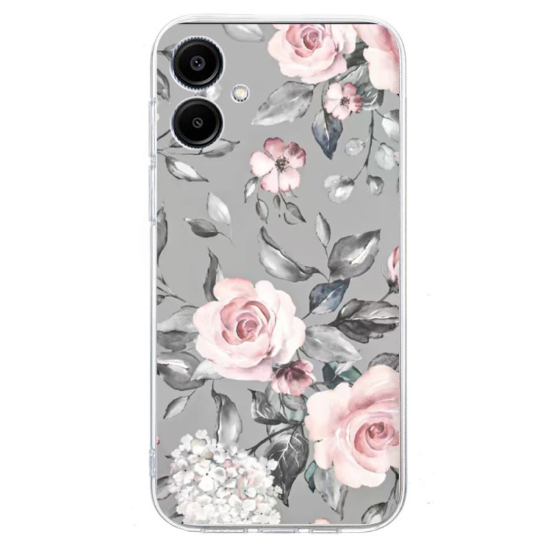 Coque Samsung Galaxy A06 Motif Floral sur Fond Gris