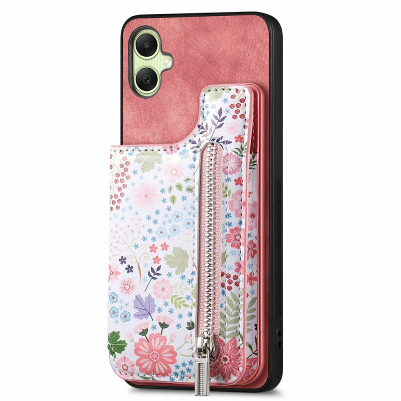 Coque Samsung Galaxy A06 Portefeuille Fleurette Blocage RFID.