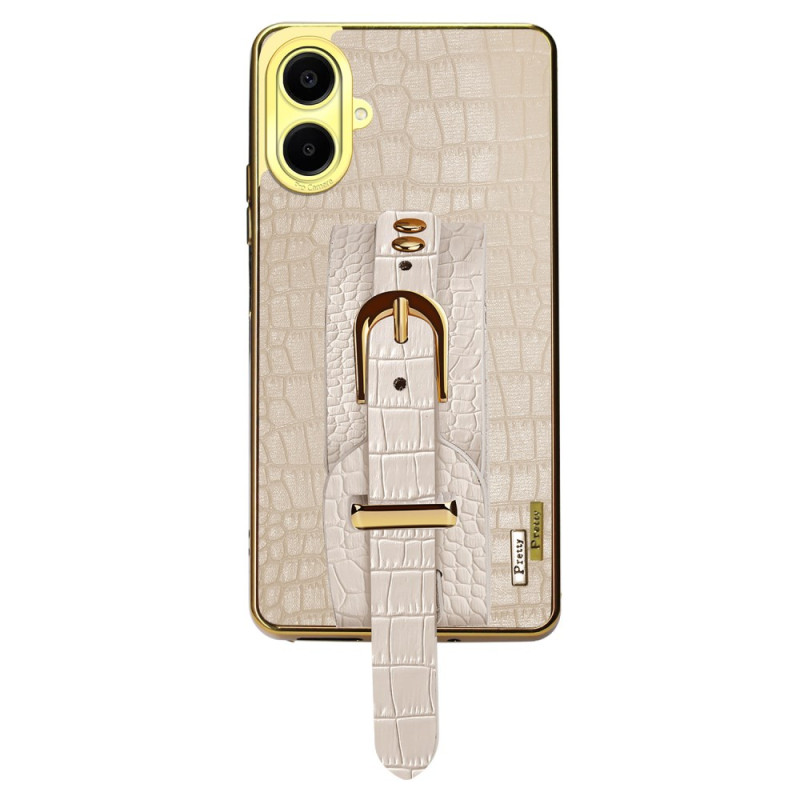 Coque Samsung Galaxy A06 Texture Crocodile avec Sangle et Support