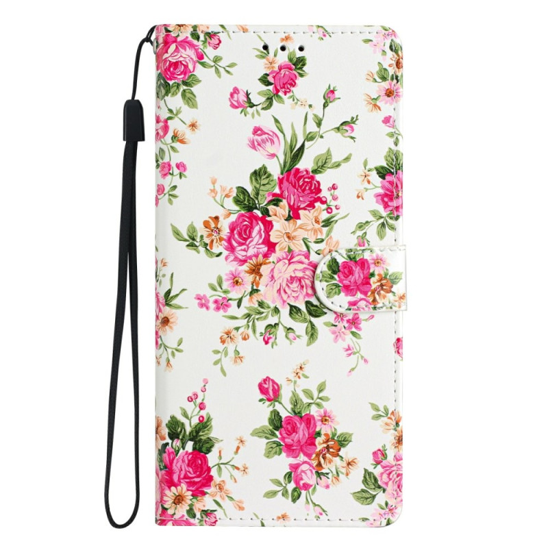 Housse Samsung Galaxy A36 5G Motif Floral Rouge à Lanière