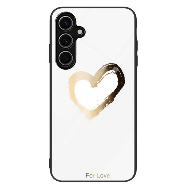 Coque Samsung Galaxy A36 5G Verre Trempé Coeur Doré sur Fond Blanc