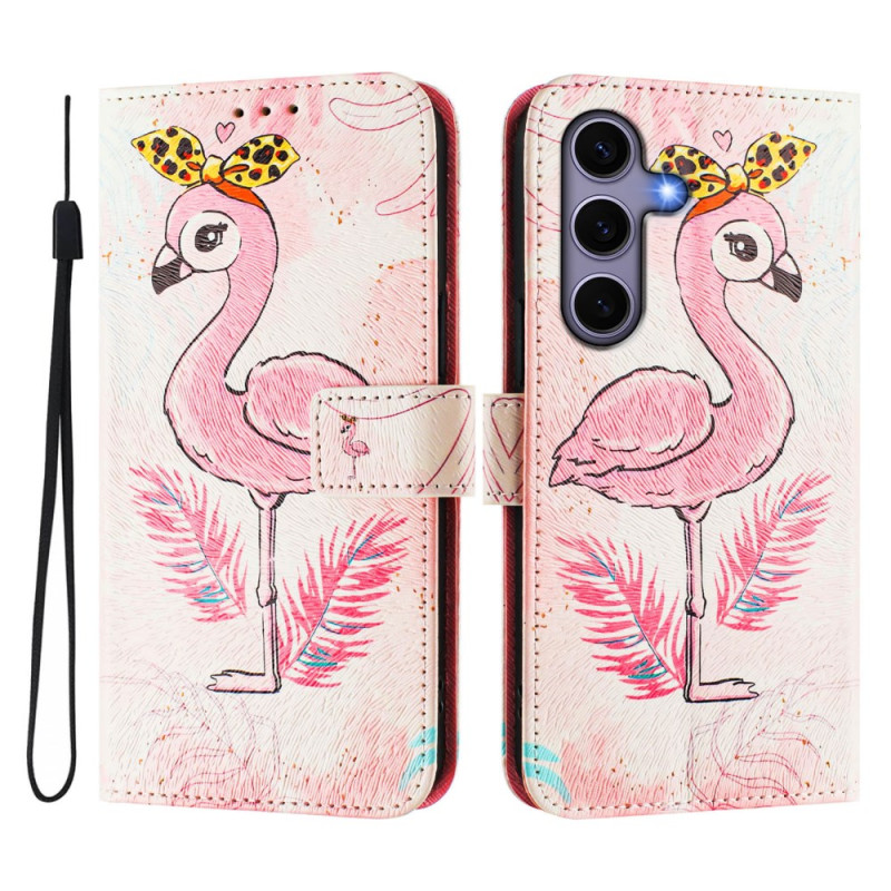 Housse Samsung Galaxy S25 5G Flamant Rose à Lanière