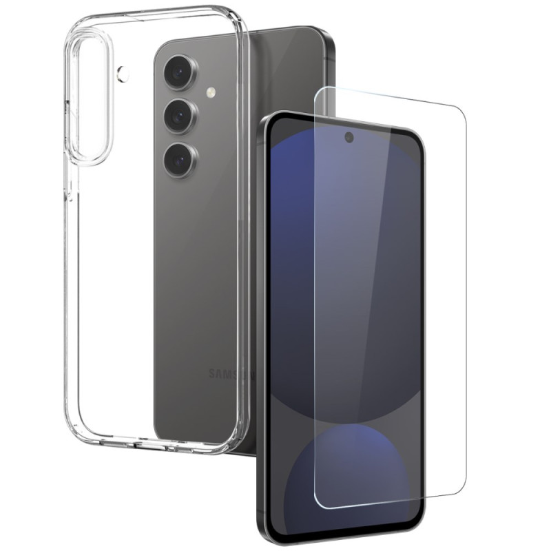 Coque 2-en-1 Samsung Galaxy S25 Plus 5G Transparente avec Protecteur Écran en Verre Trempé