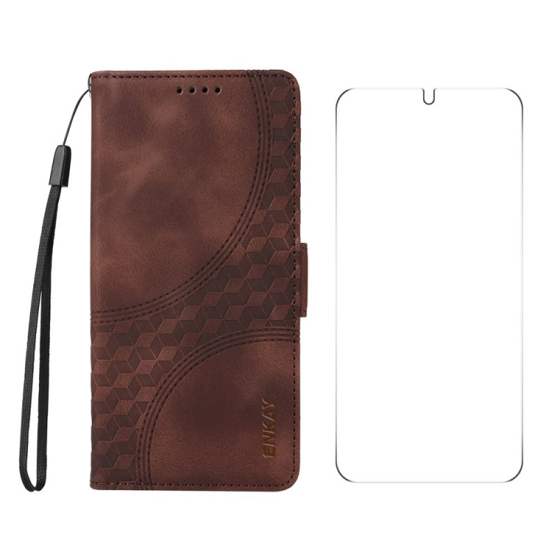 Housse Samsung Galaxy S25 5G Simili Cuir avec Protecteur Écran ENKAY