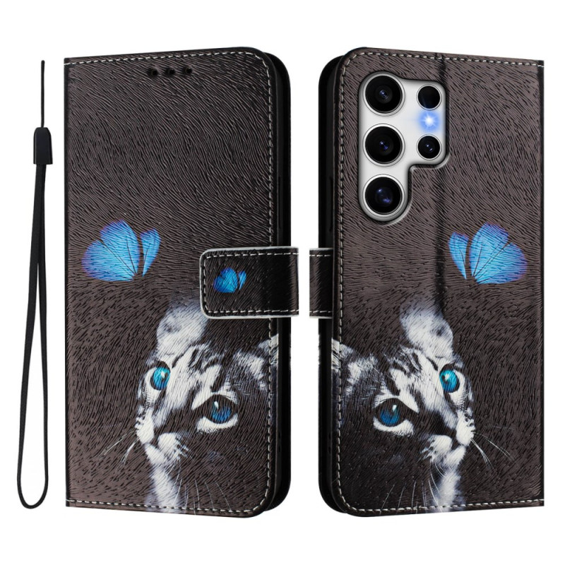 Housse Samsung Galaxy S25 Ultra 5G Chaton et Papillon