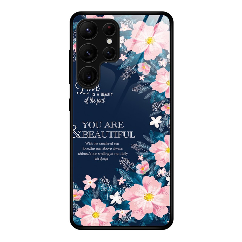 Coque Samsung Galaxy S25 Ultra 5G Verre Trempé Fleurs Roses