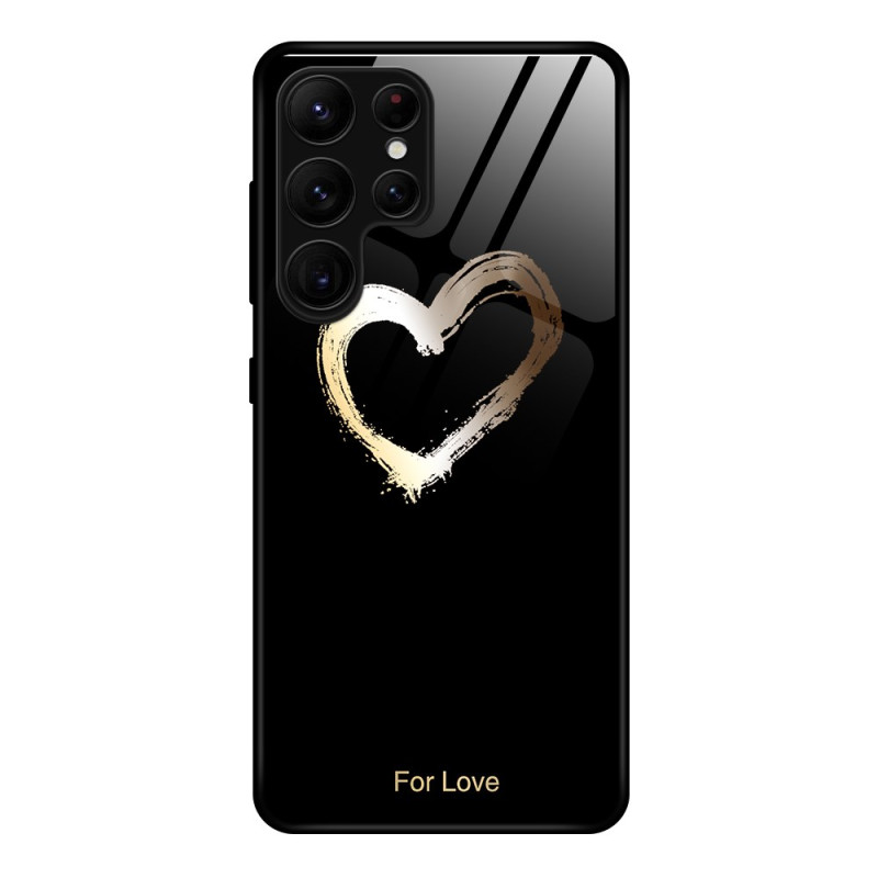 Coque Samsung Galaxy S25 Ultra 5G Coeur Doré sur Fond Noir