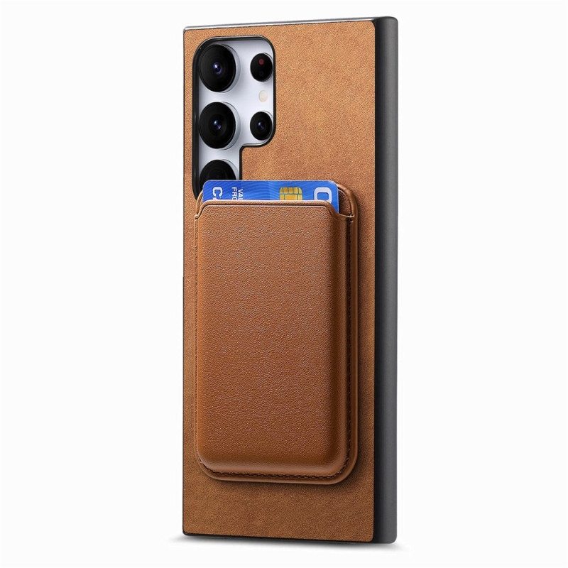 Coque Samsung Galaxy S25 Ultra 5G Style Daim Porte-Cartes Magnétique Détachable