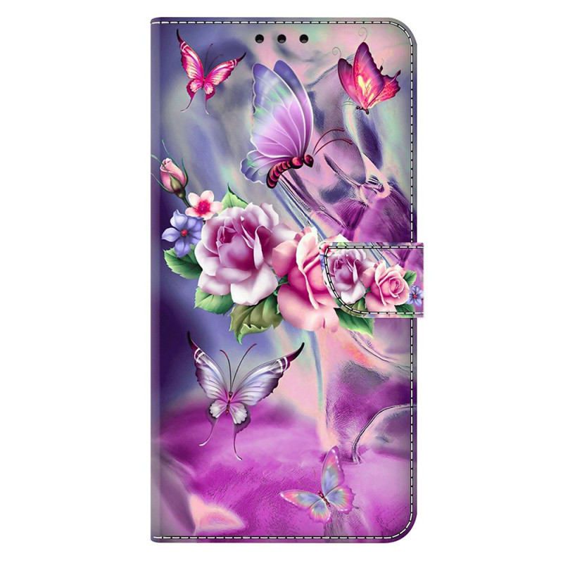 Housse Samsung Galaxy A56 5G / A36 5G Motifs Papillons et Fleurs Violets