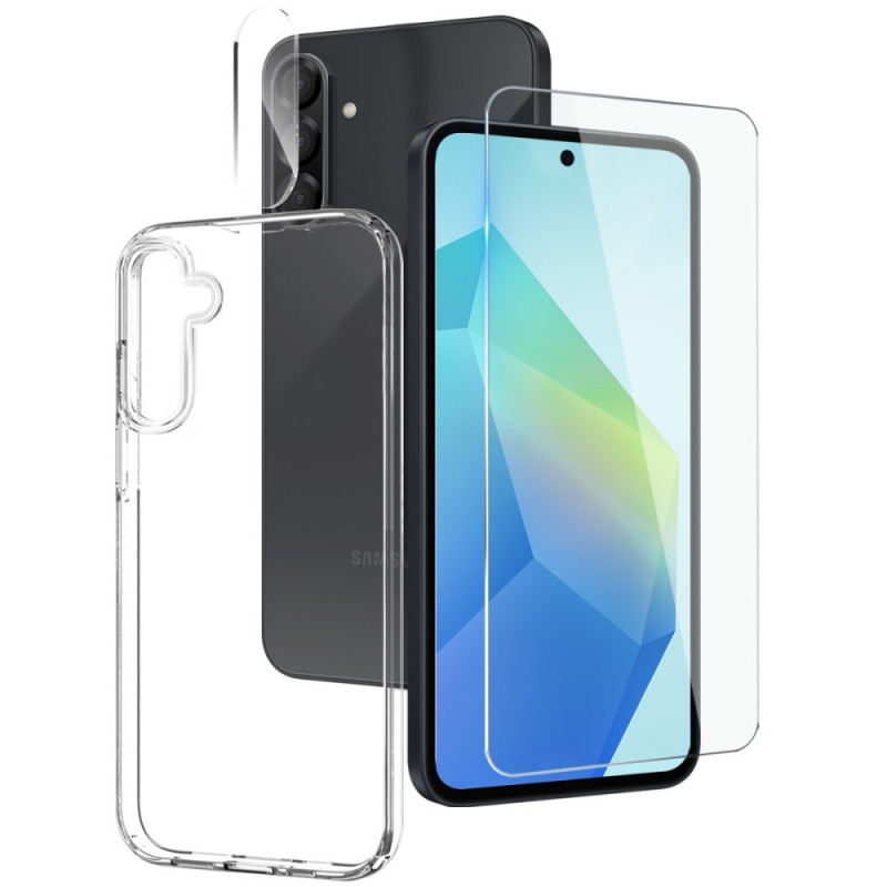 Coque 3-en-1 pour Samsung Galaxy A56 5G / A36 5G Transparente avec Protecteur Écran et Protecteur Lentille