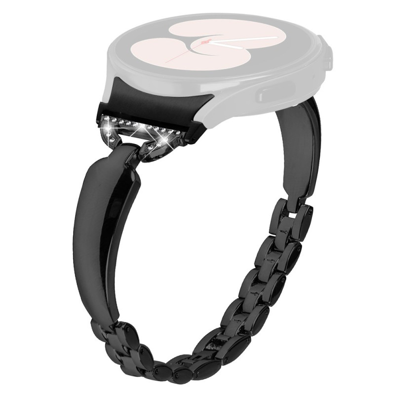 Bracelet Samsung Galaxy Watch6/5/4 / Classic Connecteur Noir et Strass