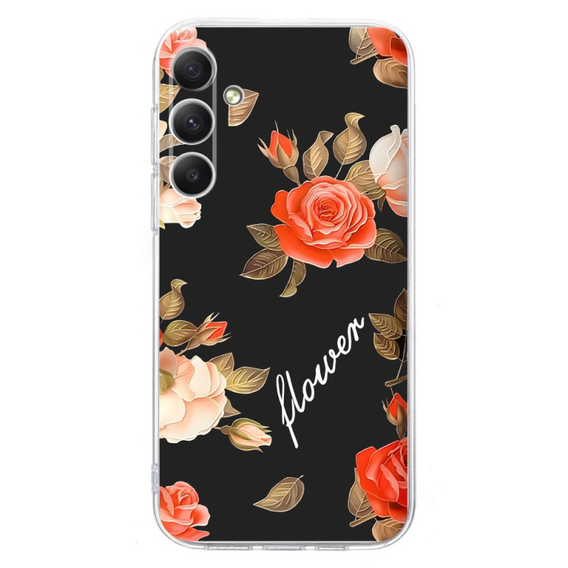 Coque Samsung Galaxy A26 5G Motif Floral sur Fond Noir