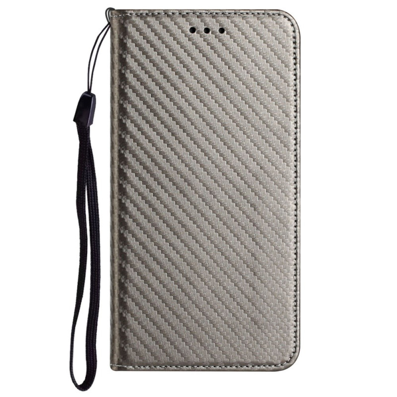 Flip Cover Samsung Galaxy A26 5G Fibre Carbone à Lanière