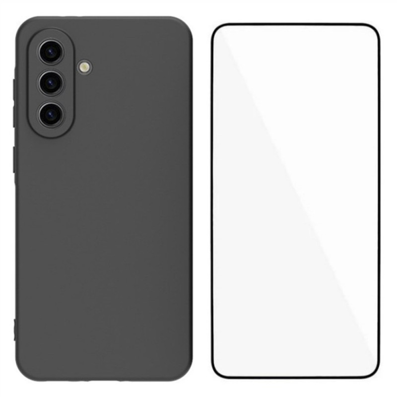 Coque Samsung Galaxy A26 5G Silicone Mat avec Protection Écran en Verre Trempé