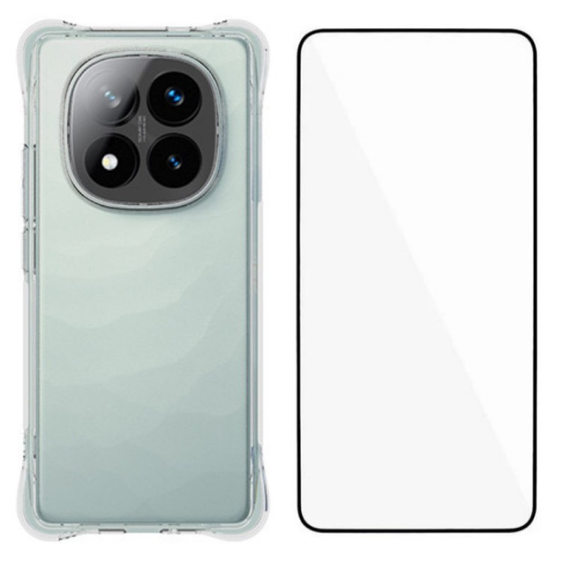 Coque Xiaomi Redmi Note 14 Pro Plus 5G Transparente Renforcée avec Protecteur Écran en Verre Trempé