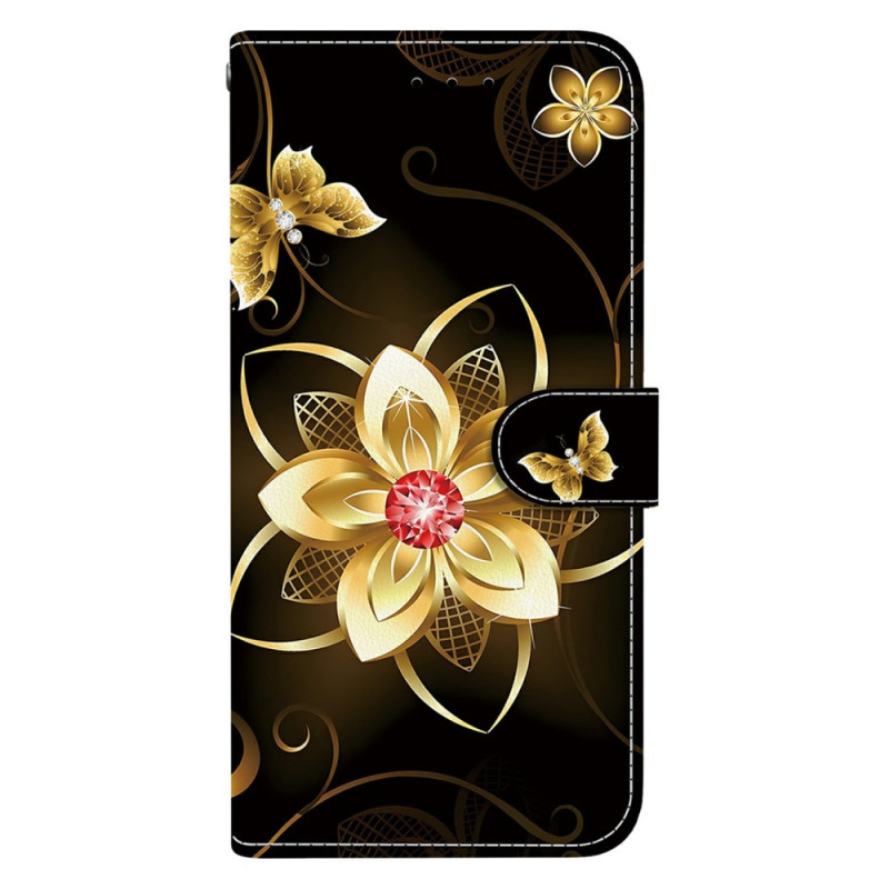 Housse Xiaomi Redmi 14C / Poco C75 Motif Floral Doré