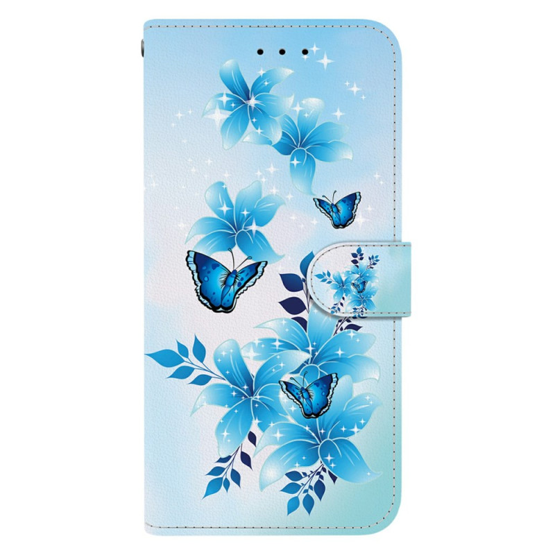 Housse Xiaomi Redmi 14C / Poco C75 Fleurs et Papillons Bleus