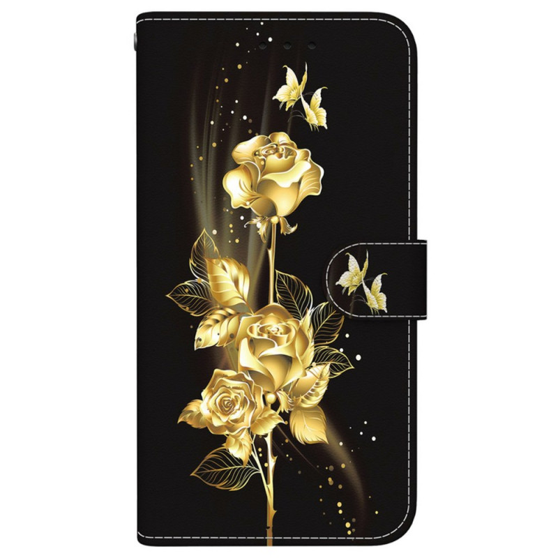 Housse Moto G15 Papillons Dorés et Roses