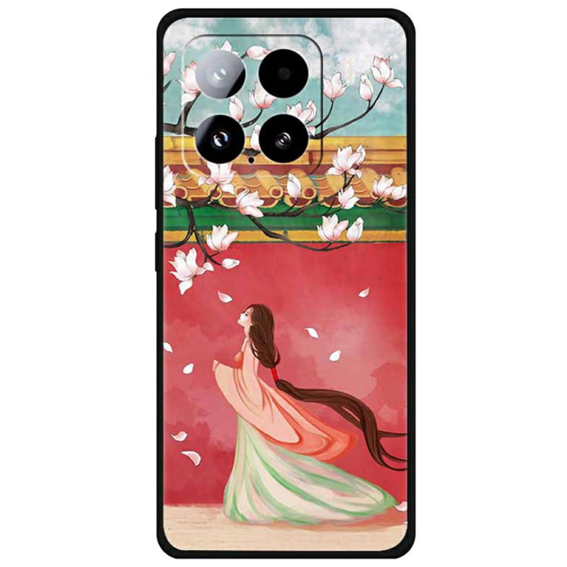 Coque Xiaomi 15 Femme et Fleurs de Pêcher