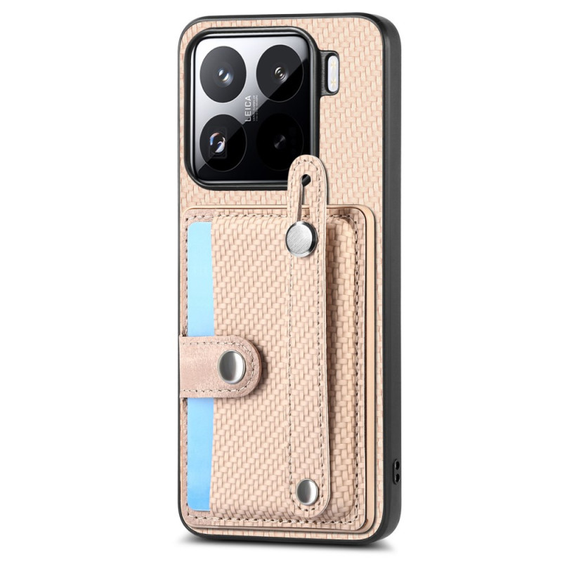 Coque pour Xiaomi 15 Fibre Carbone Porte-Cartse et Sangle