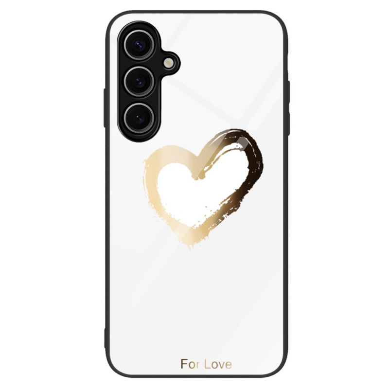 Coque Samsung Galaxy A16 4G / 5G Verre Trempé Coeur Doré sur Fond Blanc