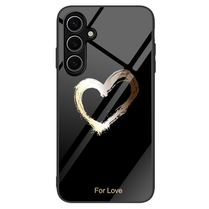 Coque Samsung Galaxy A16 4G / 5G Verre Trempé Coeur Doré sur Fond Noir