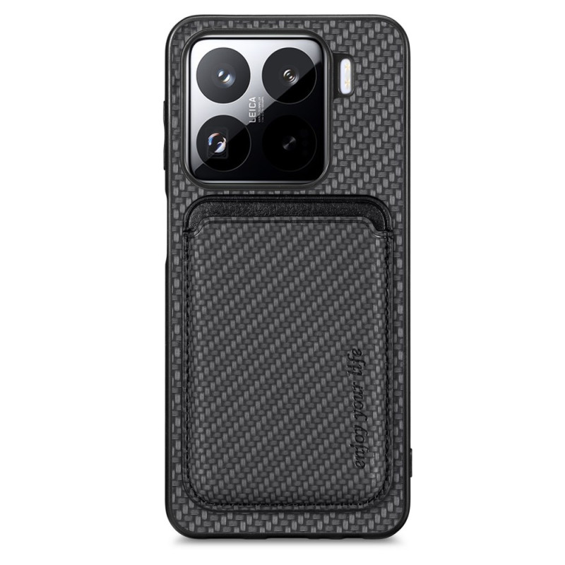 Coque Xiaomi 15 Pro Texture Fibre Carbone Porte-Cartes Détachable